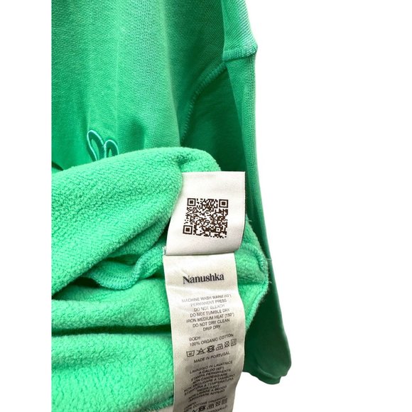 NEW Nanushka Green Organic Cotton Logo Embroidered Hoodie Small - Picture 8 of 8